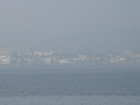 Hilo town on a voggy day
